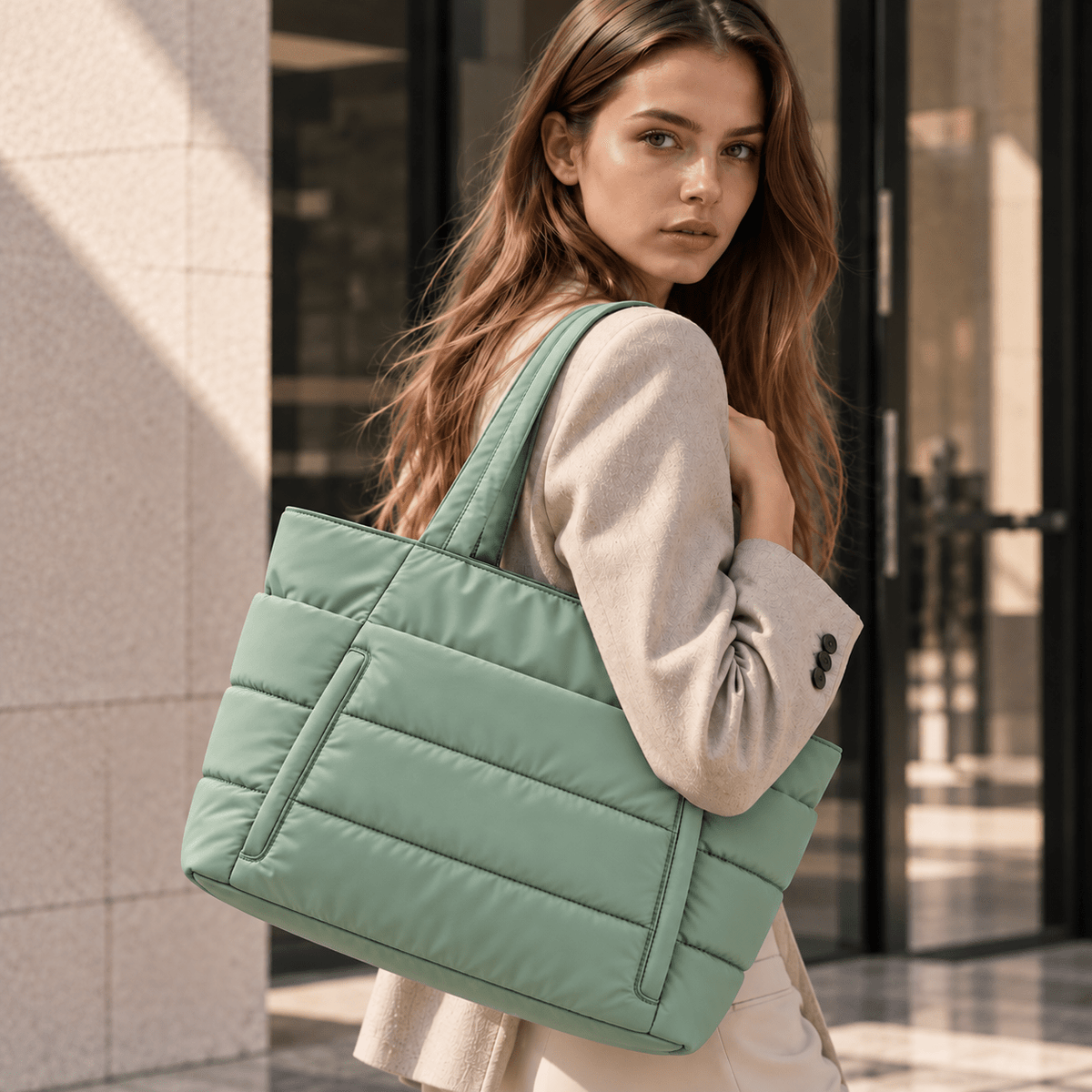 LAVENNE – Women's Quilted Tote Bag, 20L Large Capacity, Multiple Compartments & Water Resistance LAVENNE – Women's Quilted Tote Bag with Elegant Design, 20L Large Capacity, Multiple Compartments & Water Resistance 