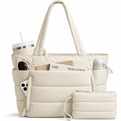 LAVENNE – Women's Quilted Tote Bag, 20L Large Capacity, Multiple Compartments & Water Resistance LAVENNE – Women's Quilted Tote Bag with Elegant Design, 20L Large Capacity, Multiple Compartments & Water Resistance 