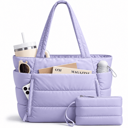 LAVENNE – Women's Quilted Tote Bag, 20L Large Capacity, Multiple Compartments & Water Resistance LAVENNE – Women's Quilted Tote Bag with Elegant Design, 20L Large Capacity, Multiple Compartments & Water Resistance 