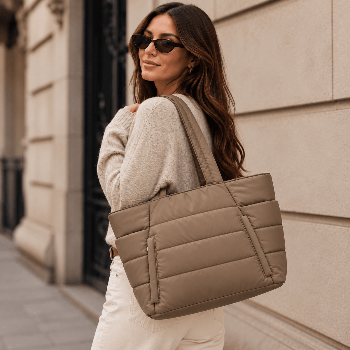 LAVENNE – Women's Quilted Tote Bag, 20L Large Capacity, Multiple Compartments & Water Resistance LAVENNE – Women's Quilted Tote Bag with Elegant Design, 20L Large Capacity, Multiple Compartments & Water Resistance 