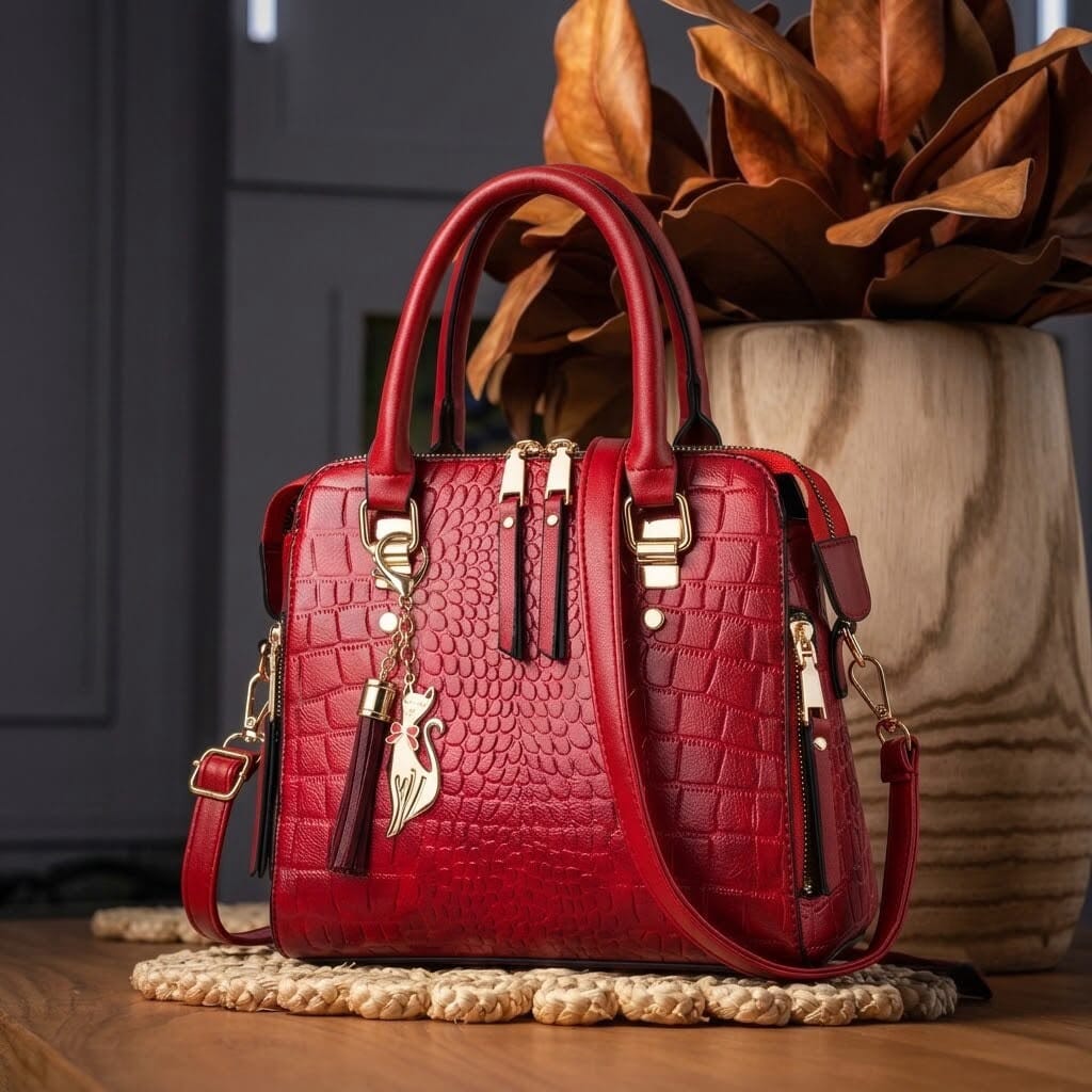 Leather Bag Crocodile Design Leather Bag Crocodile Design Blue Wolf Store 