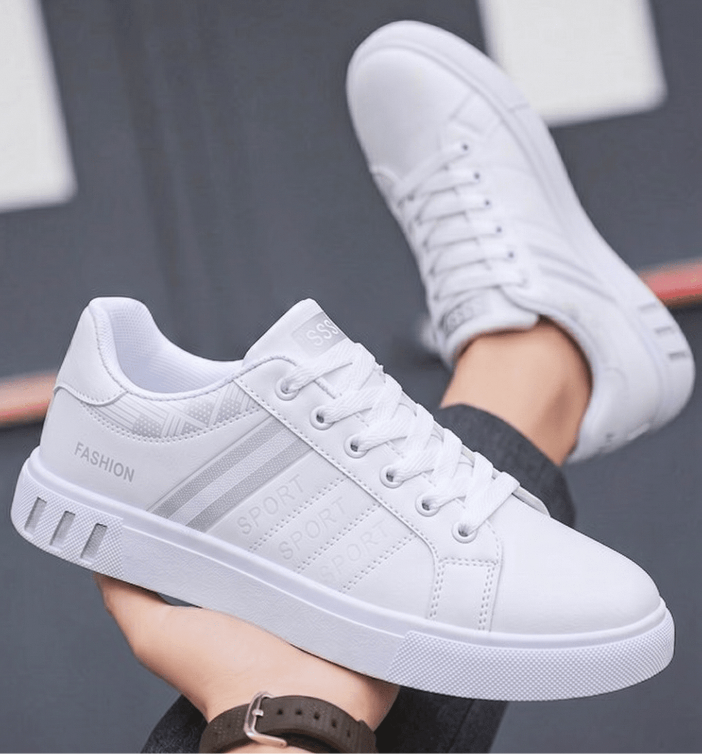 Lordani Elegant Casual Sneakers Lordani Elegant Casual Sneakers Blue Wolf Store White Gray US 7.5 / UK-AU 6.5 / EU 39 
