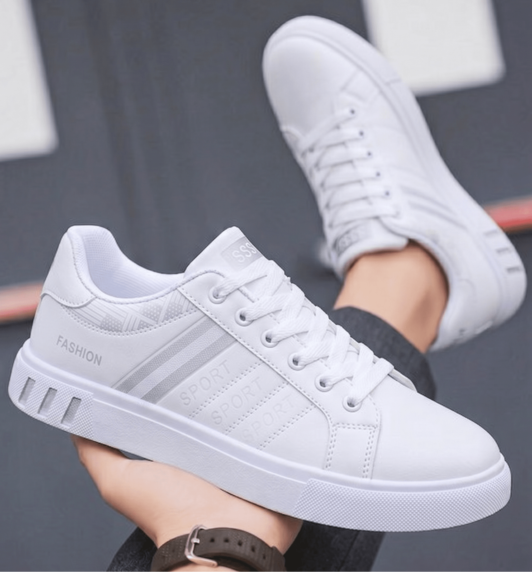 Lordani Elegant Casual Sneakers Lordani Elegant Casual Sneakers Blue Wolf Store White Gray US 7.5 / UK-AU 6.5 / EU 39 
