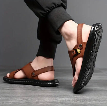 Lucian Leather Grip Sandals Men’s Non-Slip Lucian Vibes Sandals Blue Wolf Store 