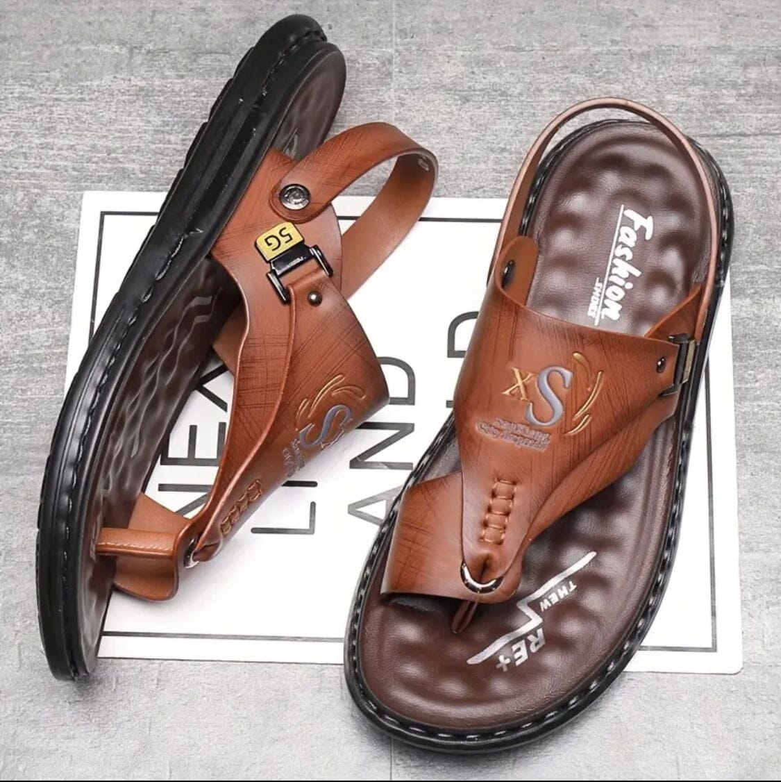 Lucian Leather Grip Sandals Men’s Non-Slip Lucian Vibes Sandals Blue Wolf Store 
