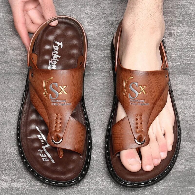 Lucian Leather Grip Sandals Men’s Non-Slip Lucian Vibes Sandals Blue Wolf Store BROWN US 6.5 / UK-AU 6 / 38 
