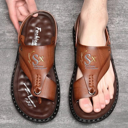 Lucian Leather Grip Sandals Men’s Non-Slip Lucian Vibes Sandals Blue Wolf Store BROWN US 6.5 / UK-AU 6 / 38 