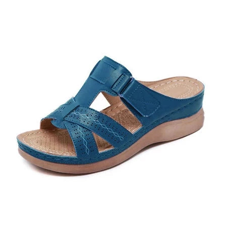 Luna Straps Women's Sandals in Vintage Leather Women's Shoes Blue Wolf Store 
