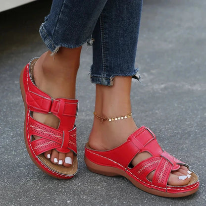 Luna Straps Women's Sandals in Vintage Leather Women's Shoes Blue Wolf Store Red US 7.5 / UK 5.O / EU 38 
