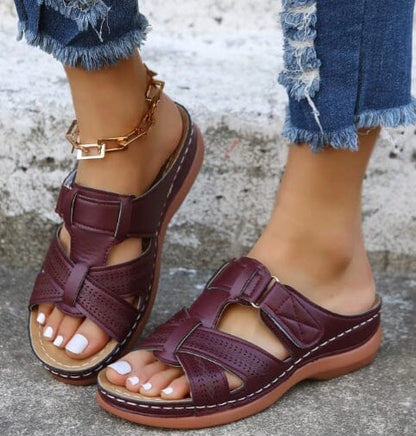 Luna Straps Women's Sandals in Vintage Leather Women's Shoes Blue Wolf Store Wine red US 6 / UK 3.5 / EU 36 
