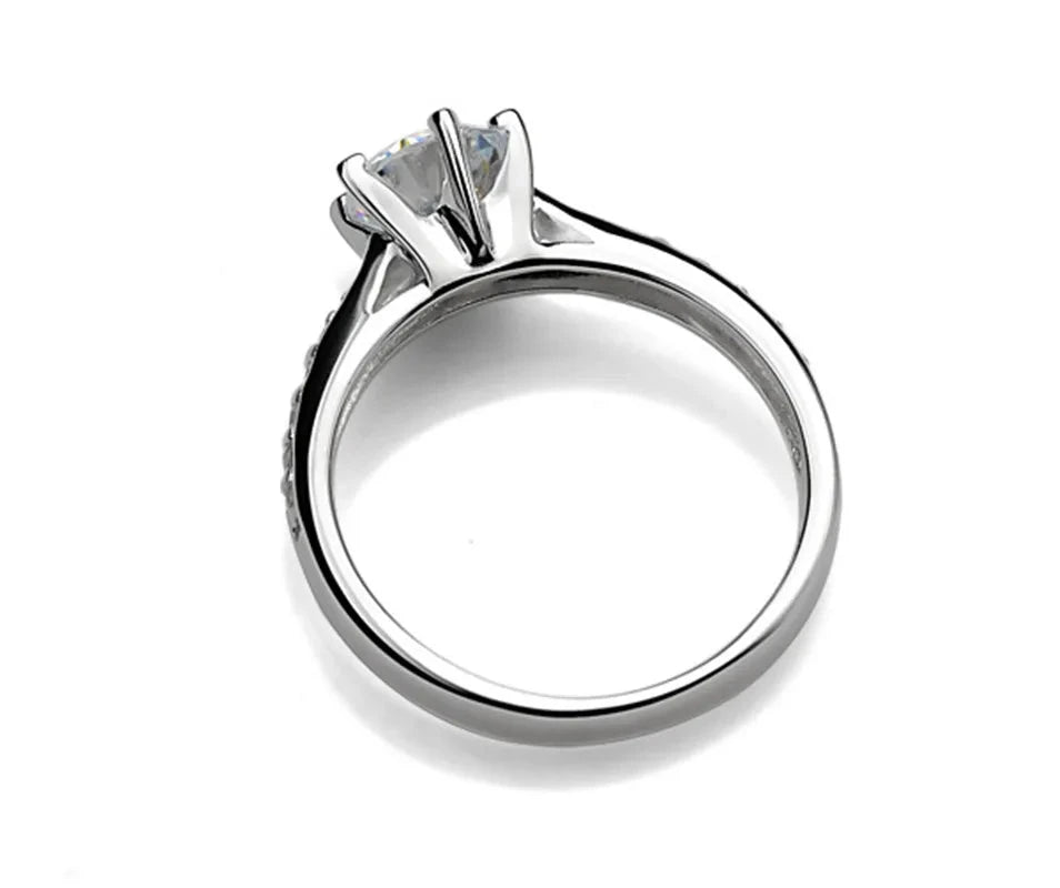Luxury 925 Sterling Silver Classic Ring for Women Six claw jewelry simple 70ct diamond ring imitation diamond women's ring Blue Wolf Store 