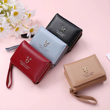 Luxury Brand Women's Small Wallet Female Card Holder Short Wallets with Coin Purse for Woman Ladies PU Leather Hasp Mini Clutch Blue Wolf Store 