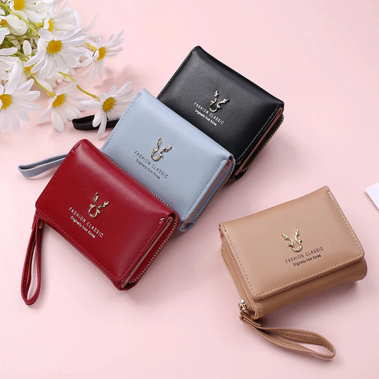 Luxury Brand Women's Small Wallet Female Card Holder Short Wallets with Coin Purse for Woman Ladies PU Leather Hasp Mini Clutch Blue Wolf Store 