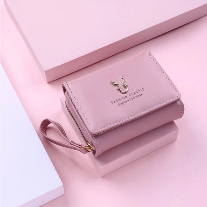 Luxury Brand Women's Small Wallet Female Card Holder Short Wallets with Coin Purse for Woman Ladies PU Leather Hasp Mini Clutch Blue Wolf Store Pink 