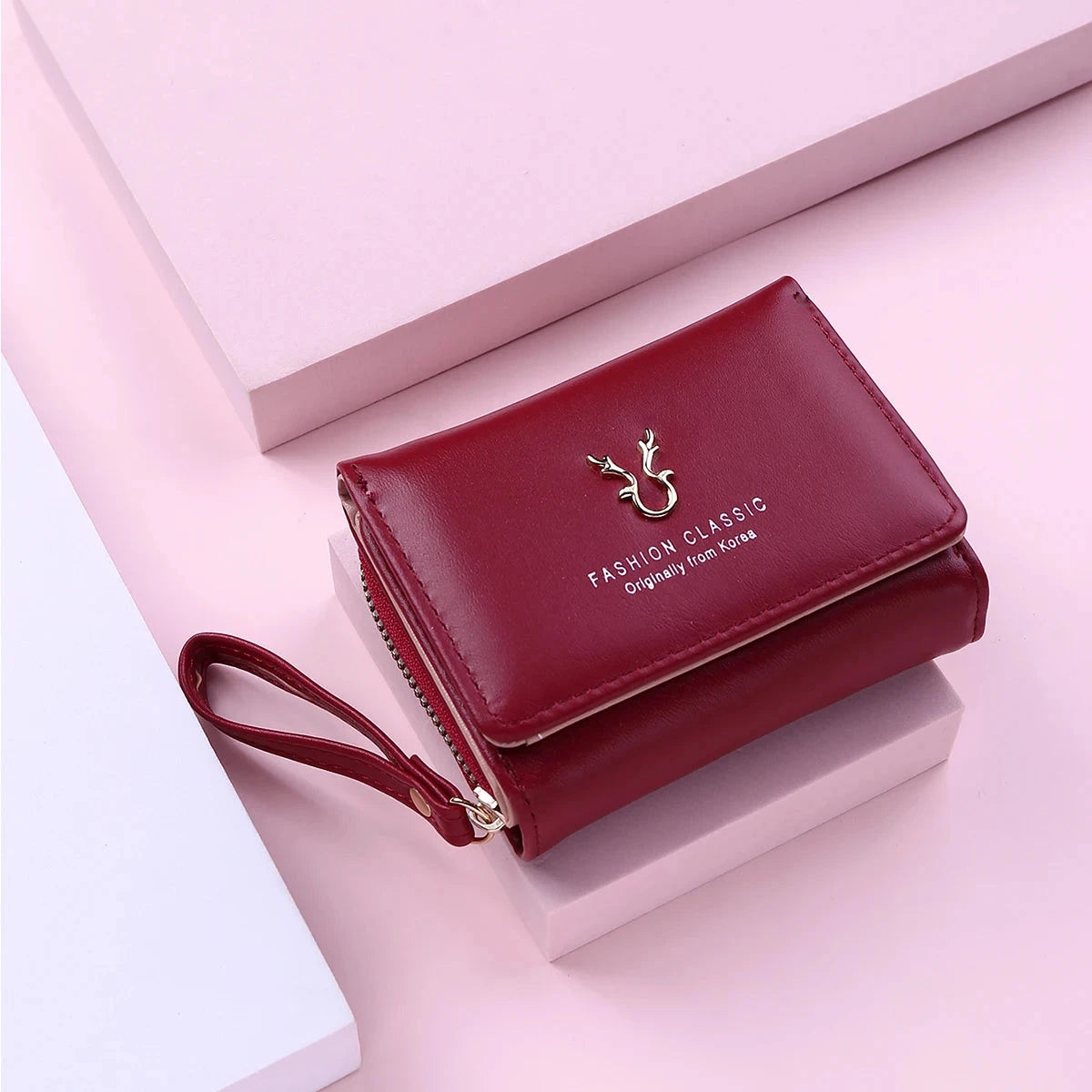 Luxury Brand Women's Small Wallet Female Card Holder Short Wallets with Coin Purse for Woman Ladies PU Leather Hasp Mini Clutch Blue Wolf Store Red 