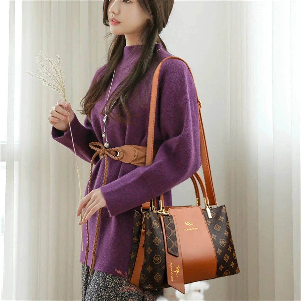 Luxury Handbag Fashion Print Large Capacity Soft Leather Women Shoulder Crossbody Bag Leisure Designer Ladies Purses and Handbag Blue Wolf Store 
