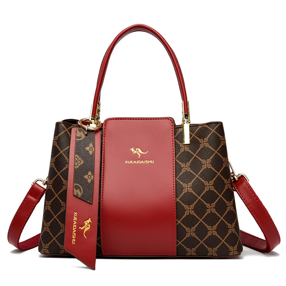 Luxury Handbag Fashion Print Large Capacity Soft Leather Women Shoulder Crossbody Bag Leisure Designer Ladies Purses and Handbag Blue Wolf Store Diamond Red 