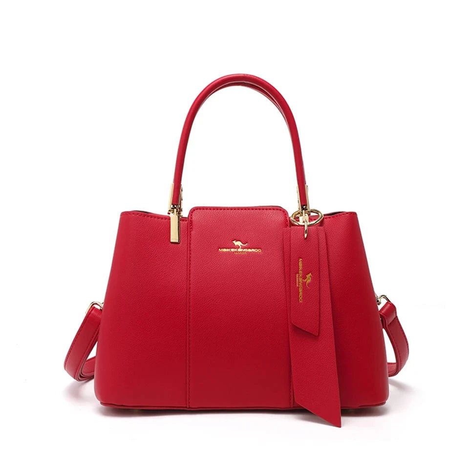 Luxury Handbag Fashion Print Large Capacity Soft Leather Women Shoulder Crossbody Bag Leisure Designer Ladies Purses and Handbag Blue Wolf Store Wine Red 