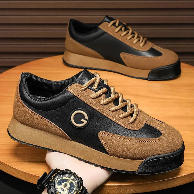 Luxury Men's Casual Shoes 2024 New High Quality Leather Shoes for Men Fashion Comfortable Sports Shoe Outdoor Men's Tennis Shoes Blue Wolf Store Brown 39 