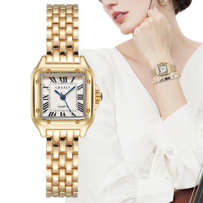 Luxury Quartz Women's Wristwatch with Roman Numerals