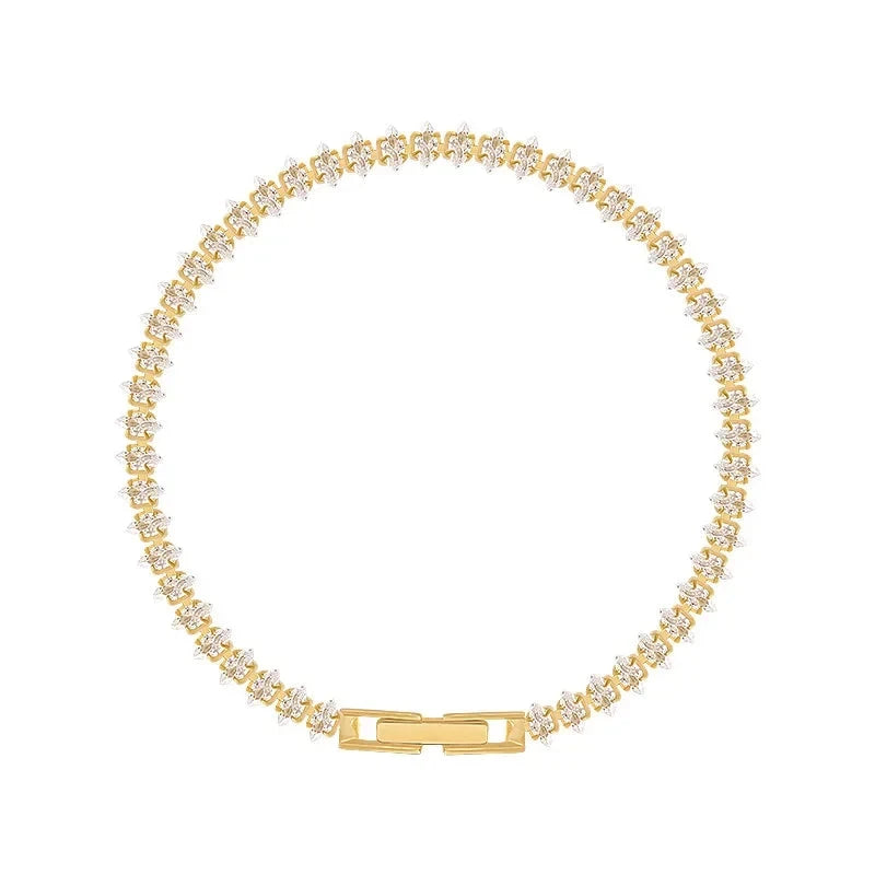 Luxury Roman Crystal Geometric Chain Bracelets for Women Trendy Goth Full Rhinestone Marquise Charm Bracelet Wed Jewelry Gift Blue Wolf Store 