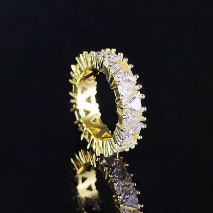 Luxury Triangle Silver Color Aesthetic Eternity Band Ring for Women Anniversary Gift Jewelry Wholesale R6505 Blue Wolf Store 