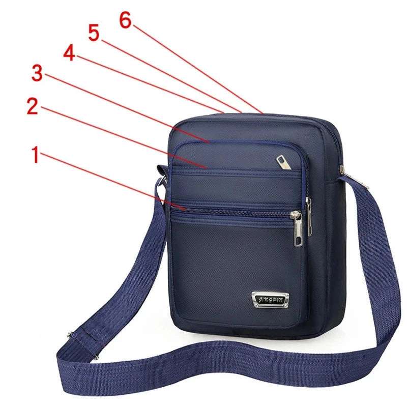 Man Classic Messenger Bag Men's Multifunction Shoulder Sling Pack Nylon Business Crossbody Flap Male Simple Blue Wolf Store Blue A 
