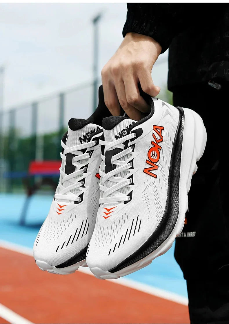 Marathon Carbon Plate Air Cushion Men Sports Running Shoes Breathable Lightweight Women's Comfortable Athletic Nonskid Sneakers Blue Wolf Store 