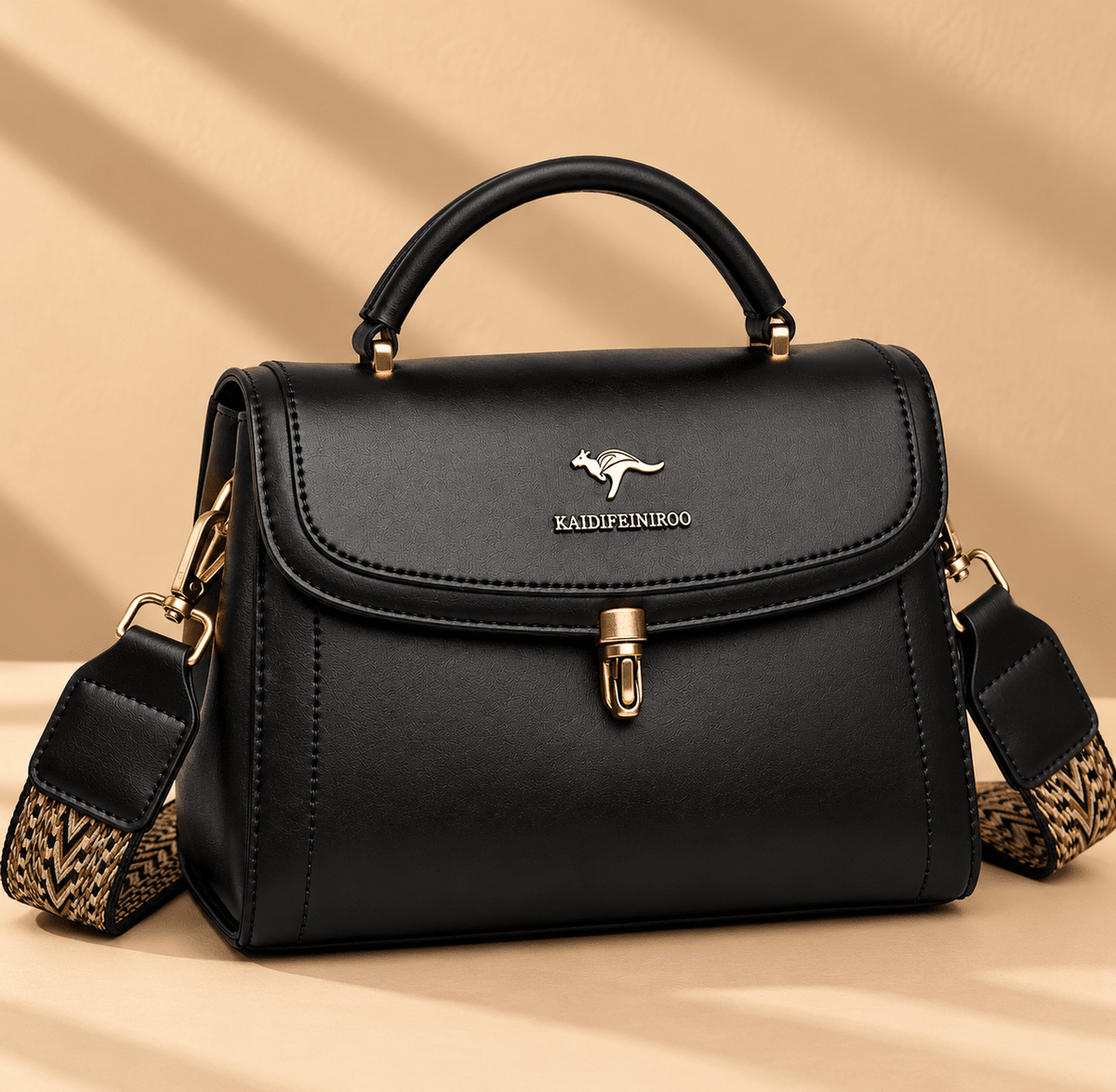 MARVÉLLE – Women's Structured Leather Handbag with an Elegant Design MARVÉLLE – Women's Structured Leather Handbag with an Elegant Design Black
