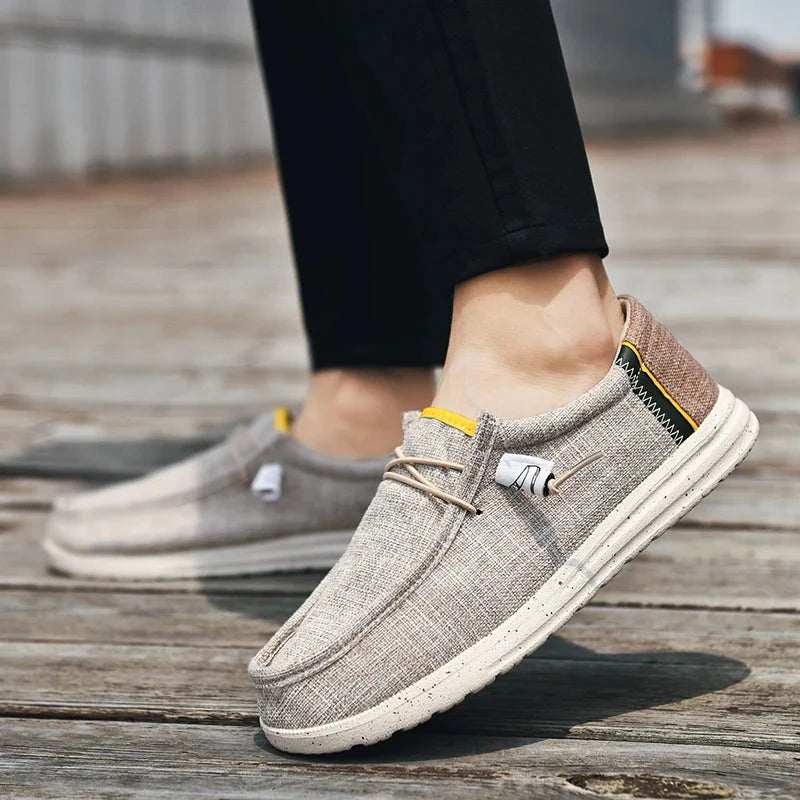 Men Casual Canvas Shoes Mens Loafers Breathable Slip on Flats Male Vulcanized Shoes Driving Shoes Plus Size 48 Walking shoe Blue Wolf Store 