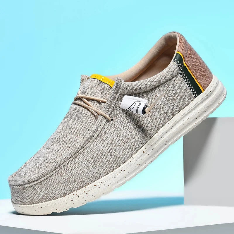 Men Casual Canvas Shoes Mens Loafers Breathable Slip on Flats Male Vulcanized Shoes Driving Shoes Plus Size 48 Walking shoe Blue Wolf Store 
