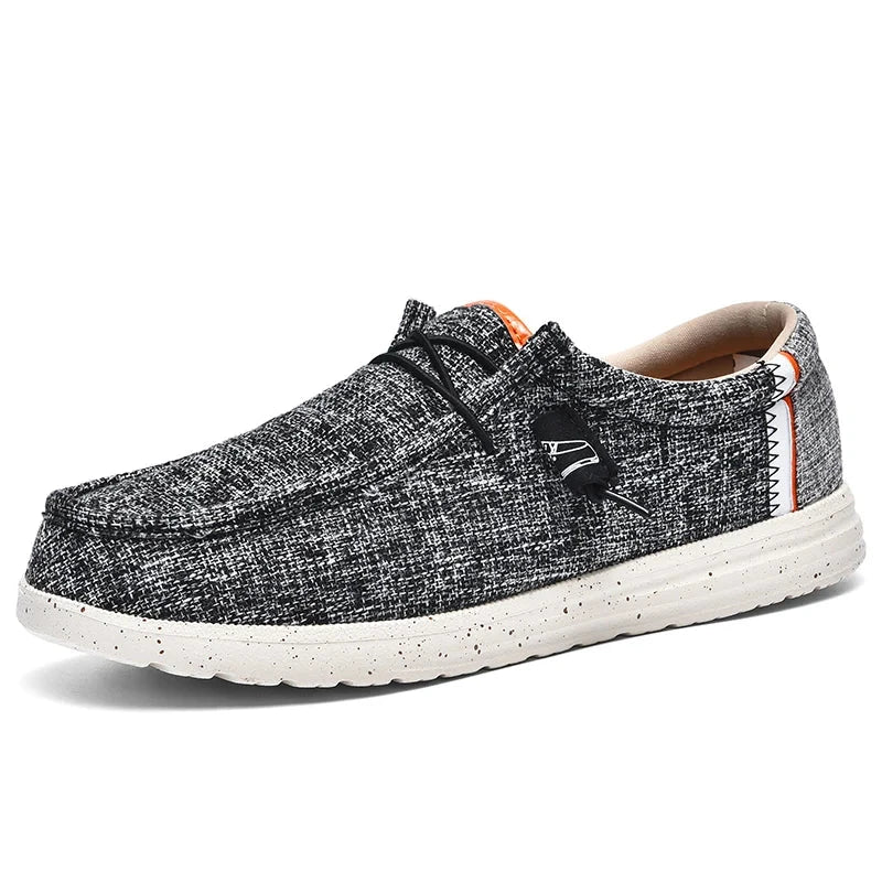 Men Casual Canvas Shoes Mens Loafers Breathable Slip on Flats Male Vulcanized Shoes Driving Shoes Plus Size 48 Walking shoe Blue Wolf Store Dark Grey 41 