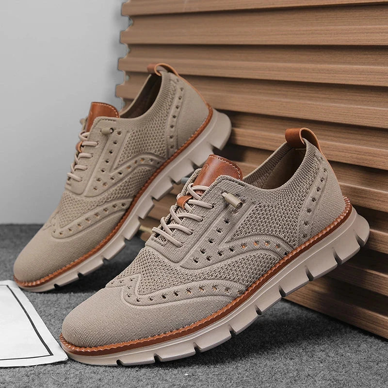 Men Flat Outdoor Walking Casual Shoes Breathable Woven Men's Office Shoes Wedding Men's Business Dress Shoes Style Comfortable Blue Wolf Store Khaki 48 