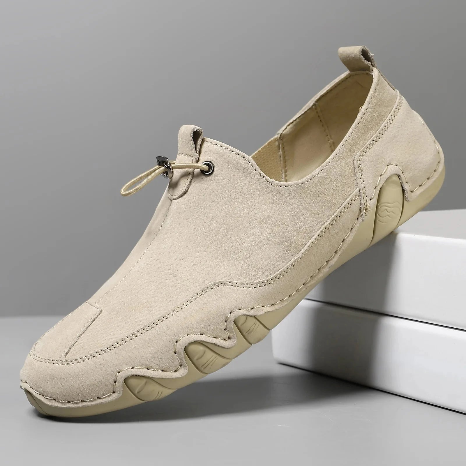 Men Shoes Casual Sneakers Spring Autumn New Fashion Solid Leather Shoes Formal Business Sport Light Breathable Elastic Top Shoes Blue Wolf Store 2082 Khaki 39 