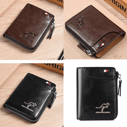 Men Wallet Zipper Leather Purse ( RFID PROTECTED ) Men Wallet Zipper Leather Purse Blue Wolf Store 1 Coffe 1 Black 