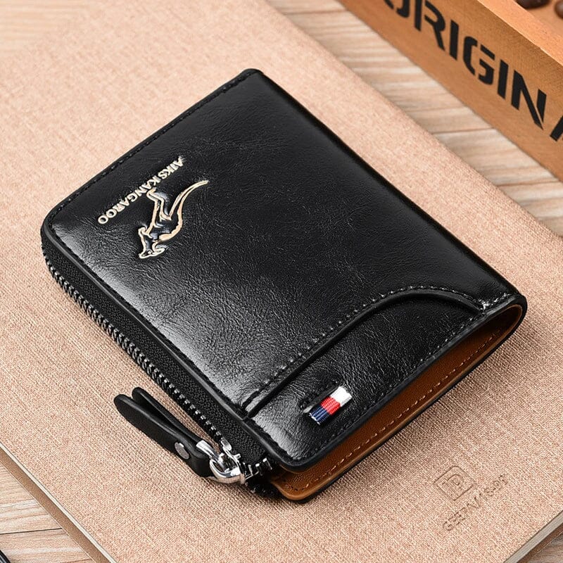 Men Wallet Zipper Leather Purse ( RFID PROTECTED ) Men Wallet Zipper Leather Purse Blue Wolf Store 