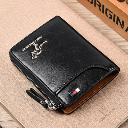 Men Wallet Zipper Leather Purse ( RFID PROTECTED ) Men Wallet Zipper Leather Purse Blue Wolf Store 