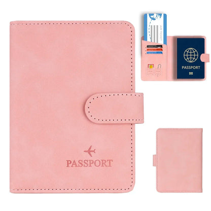 Men Women Travel Passport Holder Cover Case with Hasp RFID Anti Blocking Business Wallet PU Leather Card Case Travel Accessories Blue Wolf Store Pink 