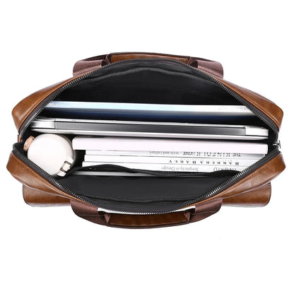 Mens Business Briefcase Large Capacity PU Leather Laptop Bag Fashion Crossbody Shoulder Tote Bag for Work Office Blue Wolf Store 