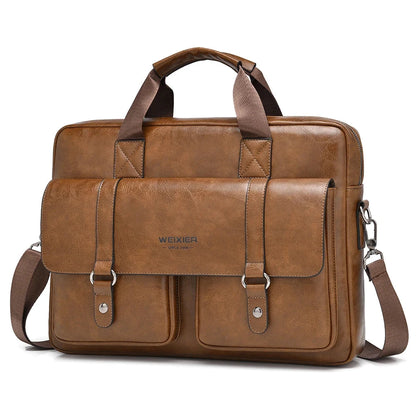 Mens Business Briefcase Large Capacity PU Leather Laptop Bag Fashion Crossbody Shoulder Tote Bag for Work Office Blue Wolf Store 