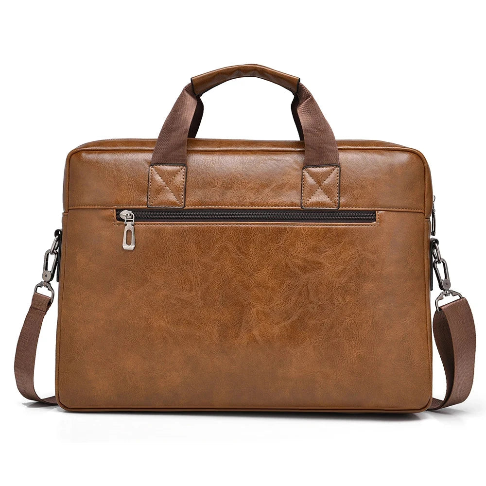 Mens Business Briefcase Large Capacity PU Leather Laptop Bag Fashion Crossbody Shoulder Tote Bag for Work Office Blue Wolf Store 