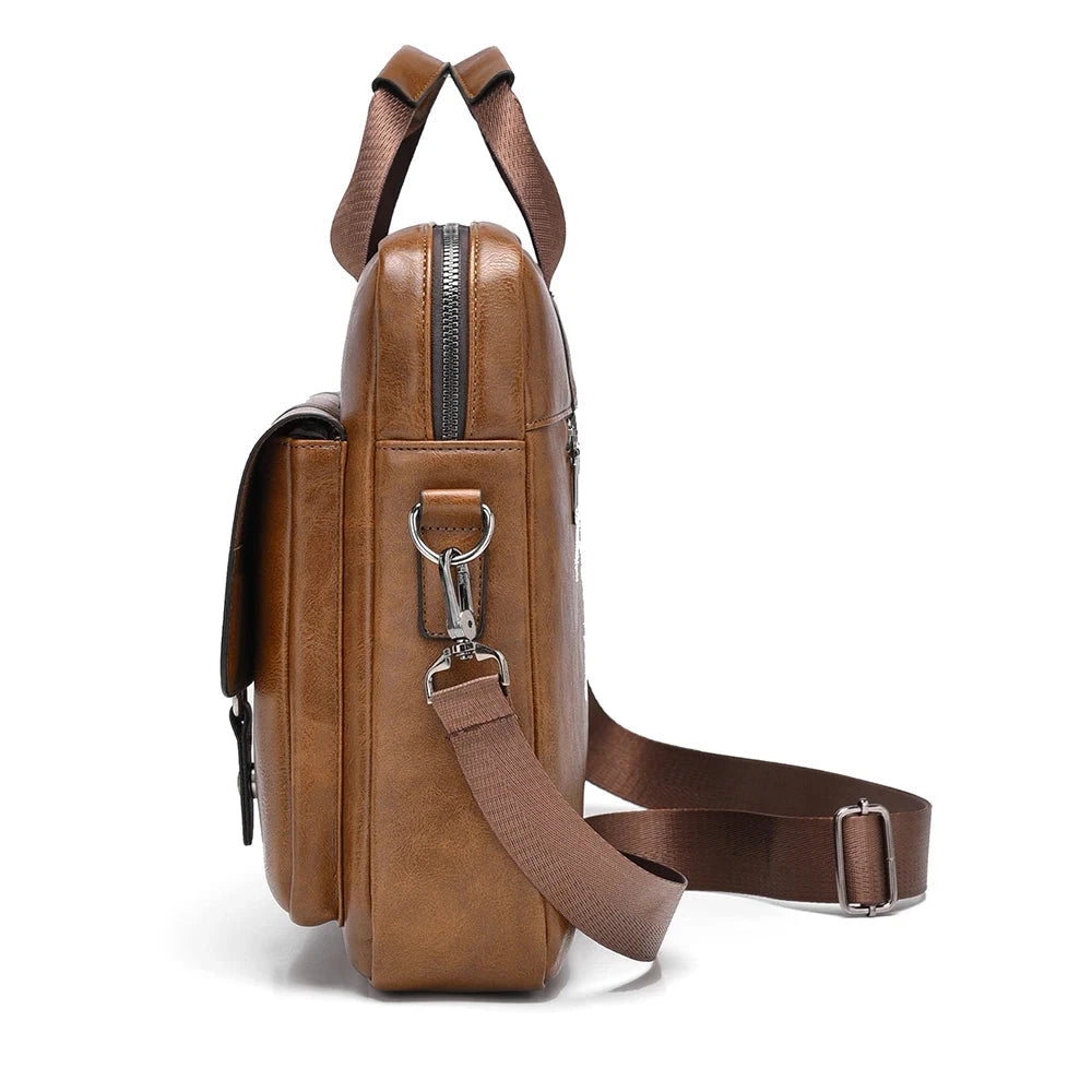 Mens Business Briefcase Large Capacity PU Leather Laptop Bag Fashion Crossbody Shoulder Tote Bag for Work Office Blue Wolf Store 