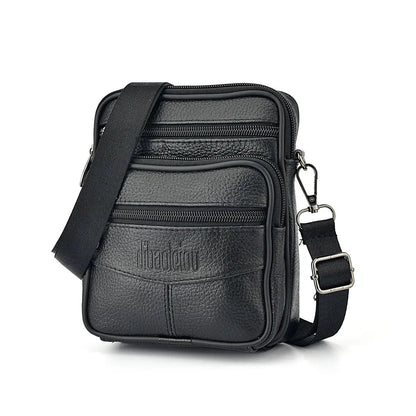 Men's Genuine Leather Crossbody Bag High Quality Zipper Pocket Retro Business Messenger Bag for Men Blue Wolf Store 1140-Black Mini(Max Length<20cm) 