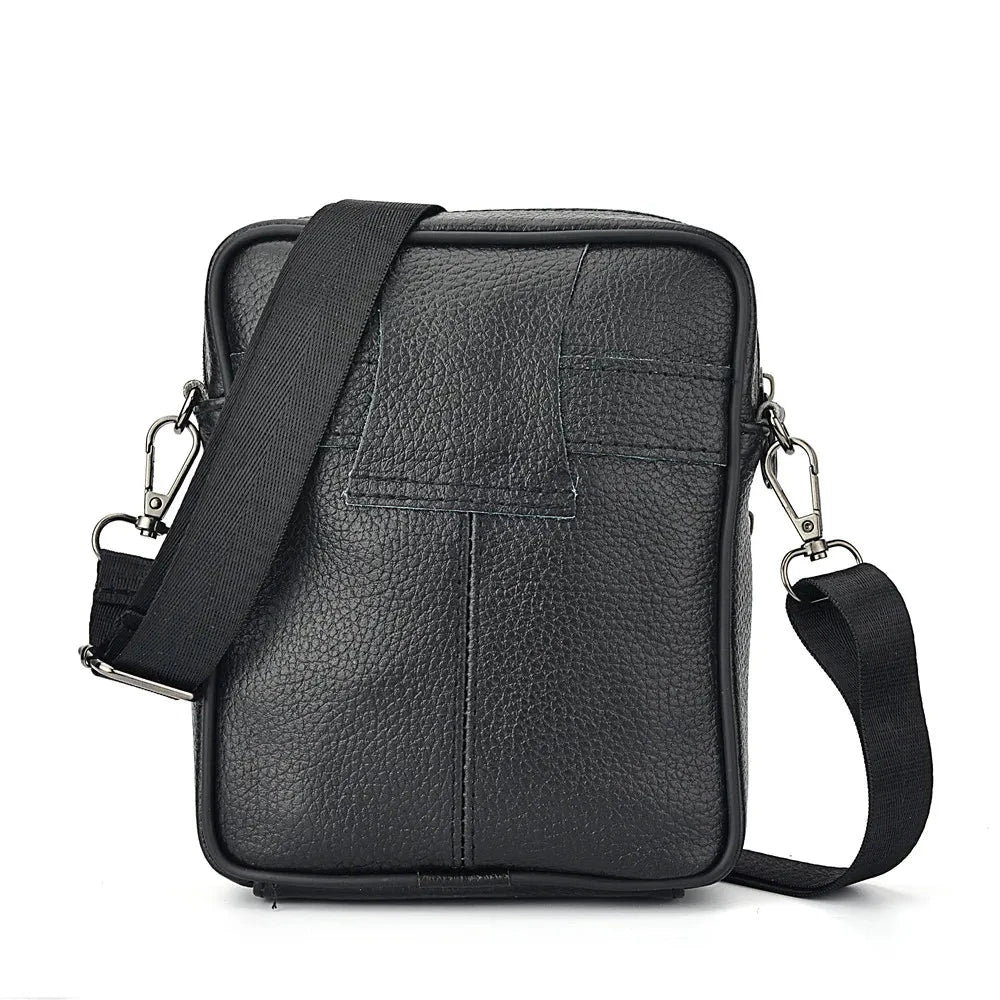 Men's Genuine Leather Crossbody Bag High Quality Zipper Pocket Retro Business Messenger Bag for Men Blue Wolf Store 