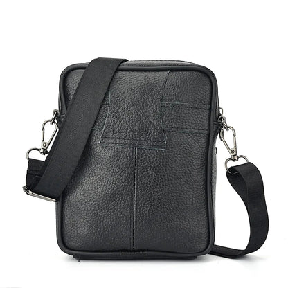 Men's Genuine Leather Crossbody Bag High Quality Zipper Pocket Retro Business Messenger Bag for Men Blue Wolf Store 