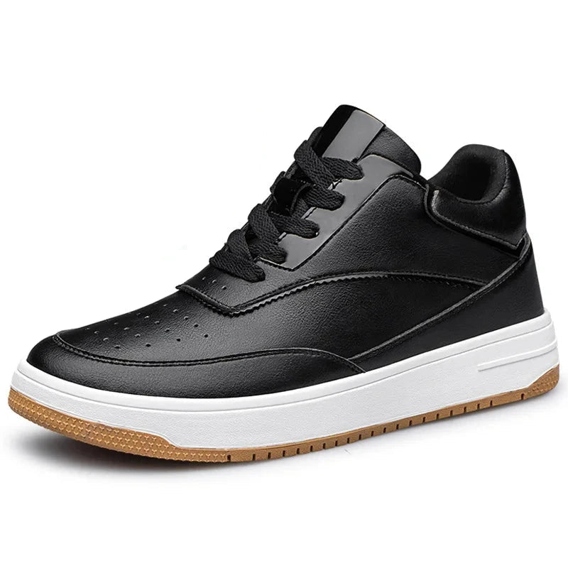Men's Invisible Height Increasing Elevator Shoes 6cm 8cm 10cm Pure White Light-Weight Lace-up Leather Sporty Sneakers Blue Wolf Store Black 10CM 37 