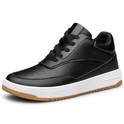 Men's Invisible Height Increasing Elevator Shoes 6cm 8cm 10cm Pure White Light-Weight Lace-up Leather Sporty Sneakers Blue Wolf Store Black 10CM 37 