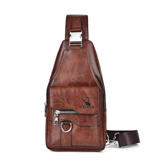 Men's Phoenix Leather Crossbody Bag Blue Wolf Store Dark Brown