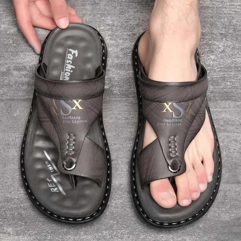 Men's Sandals Wholesale Summer Soft soled Anti slip Beach Shoes Men's Large New flip-flops Casual Outwear Sandals Blue Wolf Store 