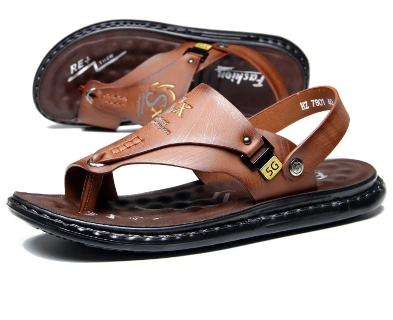 Men's Sandals Wholesale Summer Soft soled Anti slip Beach Shoes Men's Large New flip-flops Casual Outwear Sandals Blue Wolf Store 